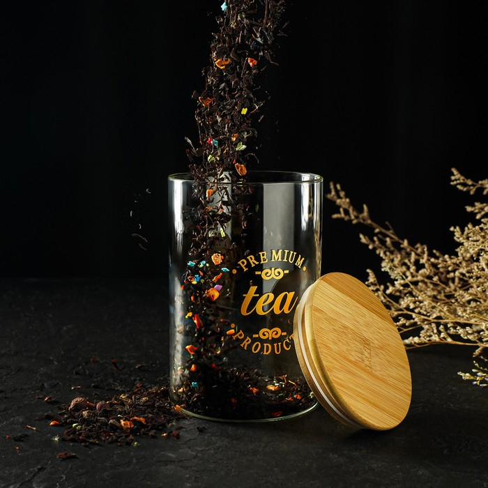 Банка стеклянная для хранения сыпучих продуктов &laquo;Эко. Чай&raquo;, 1 л, 10&times;15 см, с бамбуковой крышкой
