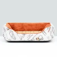 Лежанка для животных, 45&times;30&times;15 см, двухсторонняя подушка, белая, оранжевая