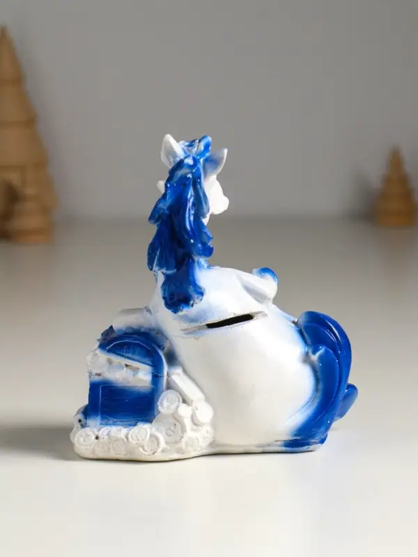 Копилка Копилка "Лошадь с сундуком монет" 13х11х7 см, бело-голубой