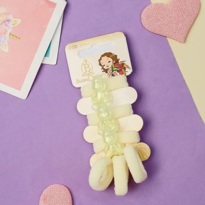 Резинка для волос  Резинка для волос "Нежность" (набор 6 шт) мишка, жёлтый