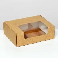 Коробка складная, под 3 эклера, крафт, 20×15×6 см