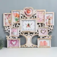 Фоторамка - коллаж на 9 фото с часами настенными &laquo;Семейное дерево&raquo;, бесшумные, 51.5&times;65 см