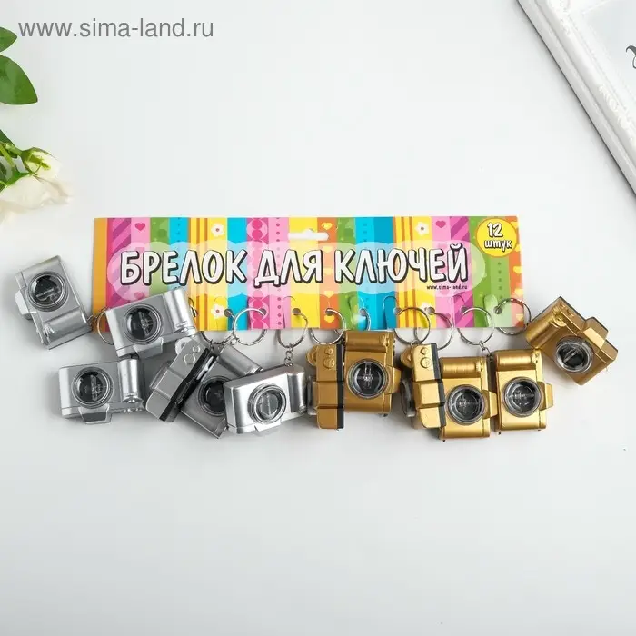 Фонарик брелок для ключей на кольце «Фотоаппарат», мигает, золото/серебро, 3.3×4.8×2 см, МИКС Фонарик брелок для ключей на кольце «Фотоаппарат», мигает, золото/серебро, 3.3×4.8×2 см, МИКС
