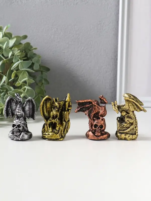 Сувенир полистоун "Мрачный дракон" набор 4 шт 3х4,7х6 см