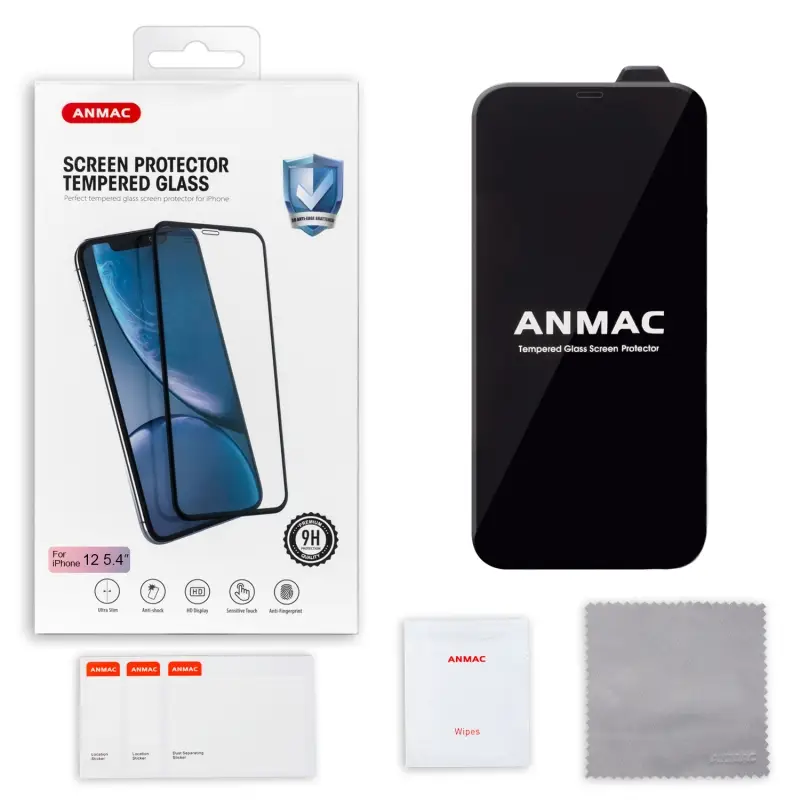 Защитное стекло iP 12 Mini 3D ANMAC черный усиленное Арт.1137321 Защитное стекло iP 12 Mini 3D ANMAC черный усиленное Арт.1137321