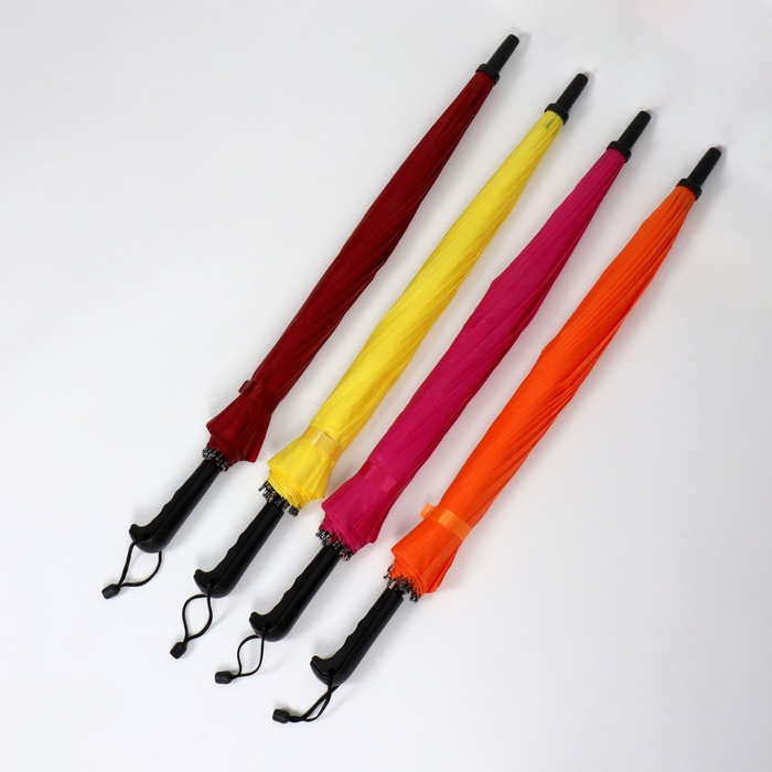 Зонт - трость полуавтоматический &laquo;Однотонный&raquo;, 16 спиц, R = 46/55 см, D = 110 см, цвет МИКС