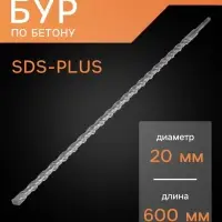 Бур по бетону ТУНДРА, двойная спираль, SDS-plus, 20&times;600 мм