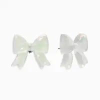 Серьги пластик "Бантик" перламутровый, цвет белый радужный