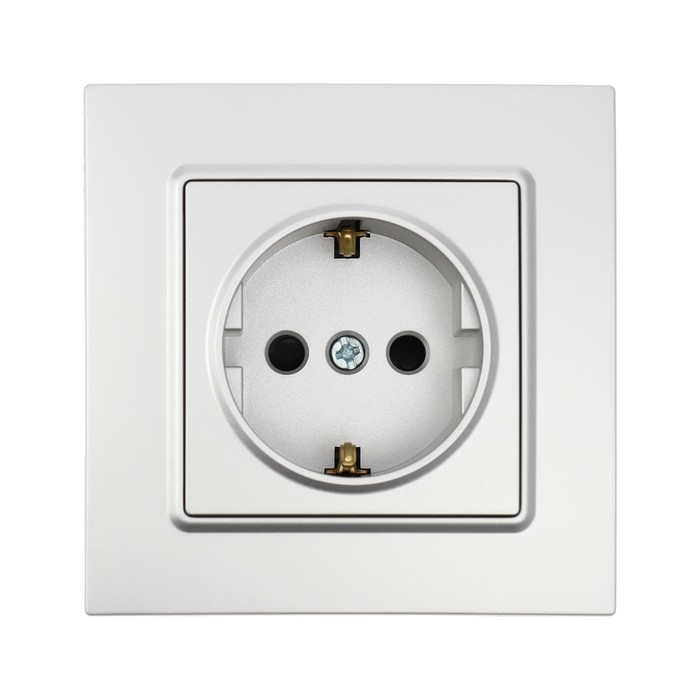 Розетка одноместная TOT Elegant, 16 А, скрытая, с з/к, серебристая Розетка одноместная TOT Elegant, 16 А, скрытая, с з/к, серебристая