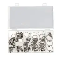 Набор червячных хомутов ZEIN engr, сквозная просечка, от 6 до 29 мм, нерж. сталь, 40 шт.