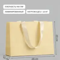 Пакет подарочный, ламинированный, горизонтальный, &laquo;Молочный&raquo;, 28&times;20&times;10 см