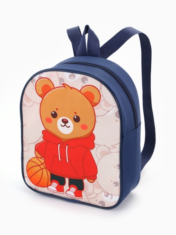 Рюкзак детский 22*8,5*25,5, отд на молнии, медведь синий