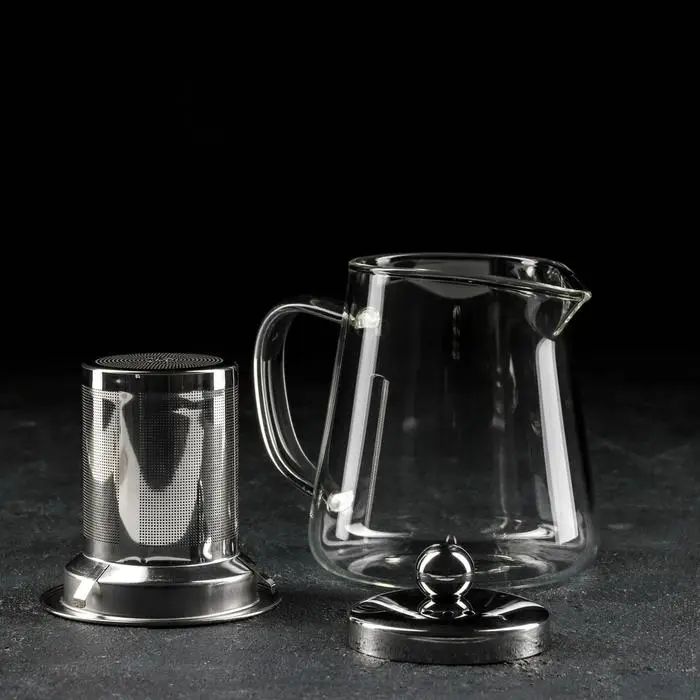 Чайник стеклянный заварочный с металлическим ситом &laquo;Квадро&raquo;, 350 мл