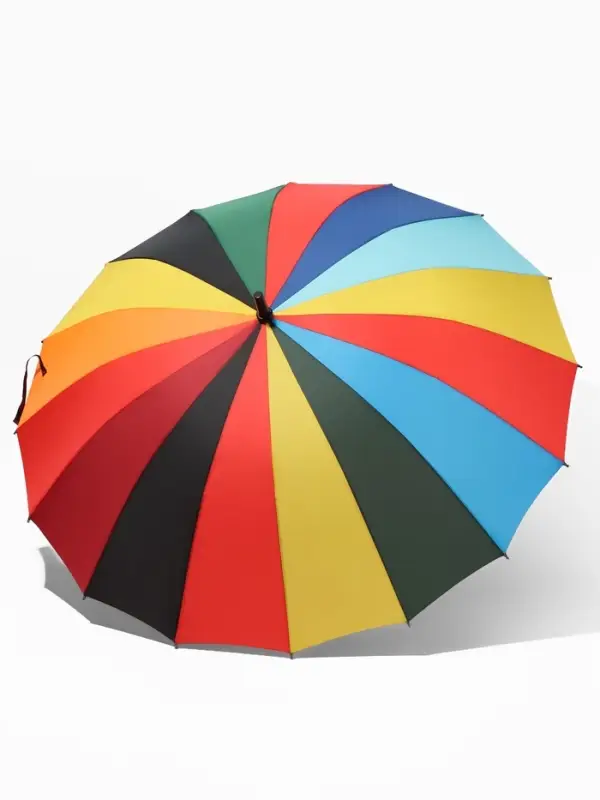 Зонт - трость полуавтоматический &laquo;Радуга&raquo;, эпонж, 16 спиц, R=48/55 см, D=96 см, разноцветный