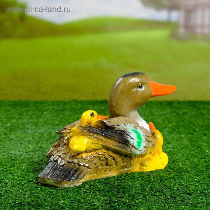 Садовая фигура из гипса «Утка с утятами», 15×32×12 см