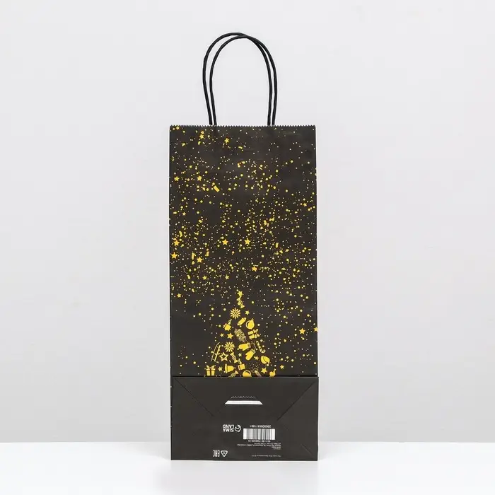 Пакет подарочный новогодний под бутылку, упаковка «Новогодняя ёлка» 14×8×32 см