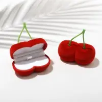 Футляр под серьги, кольца &laquo;Вишня&raquo;, бархатный, 7&times;6.5&times;3.5 см, красный