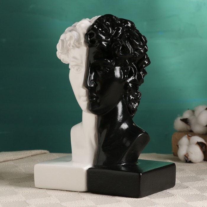 Держатель-подставка для книг  Держатель-подставка для книг "Бюст Давида" набор 2шт, 25см, черно-белый