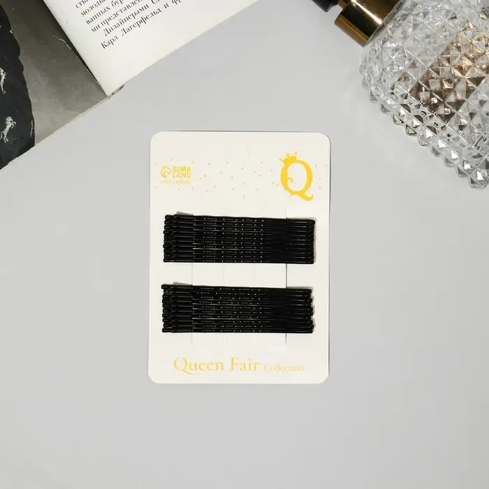 Невидимки для волос «Классика», набор 20 шт., рельеф, 6 см, чёрные