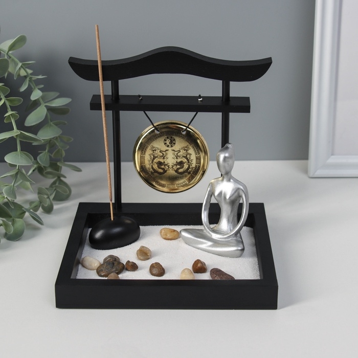 Сад Дзен  Сад Дзен "Медитация инь-ян у гонга" песок+камни+аромапалочка 13,2х15х15,3 см