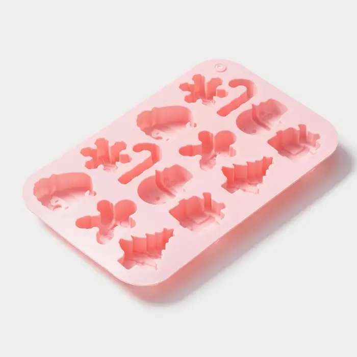 Форма для выпечки новогодняя Доляна &laquo;Новогодние подарки&raquo;, силикон, 20&times;12.7&times;1.7 см, 14 ячеек, розовая