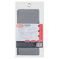 VETTA Короба без крышки, набор 3 шт., 28х28х12см, 28х14х12см, 14х14х12см, полиэстер, серый