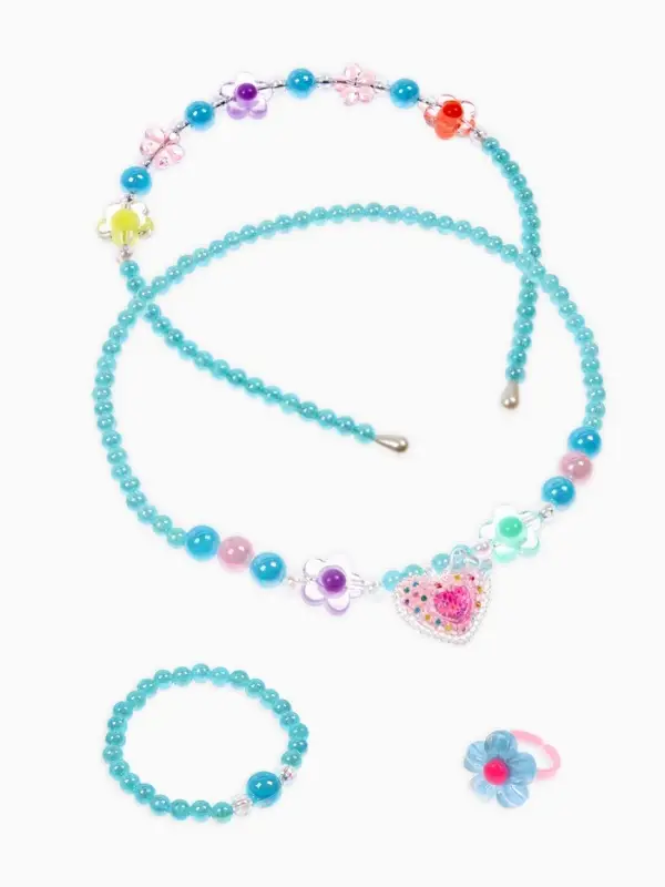 Комплект детский &laquo;Выбражулька. Сердце&raquo;, 4 предмета: клипсы, бусы, кольцо, ободок, МИКС