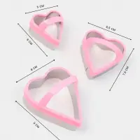 Формы для печенья KONFINETTA &laquo;Сердце&raquo;, набор 3 шт., металл, розовые