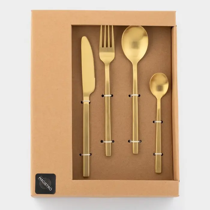 Набор столовых приборов Magistro &laquo;Оску стандарт&raquo;, 12 предметов, нержавеющая сталь, золотистый
