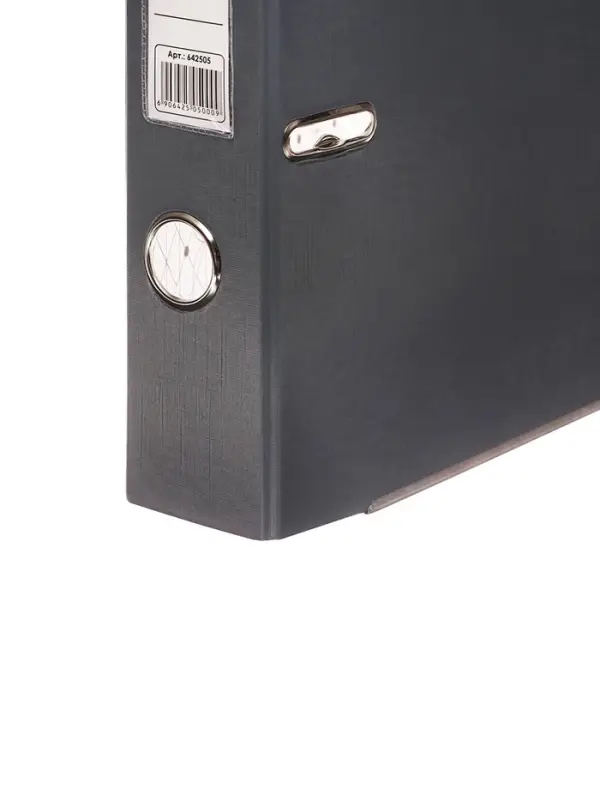 Папка-регистратор А4, 50 мм, ПВХ, тиснение &laquo;лен&raquo;, металлическая окантовка, карман на корешок, собранная, серая