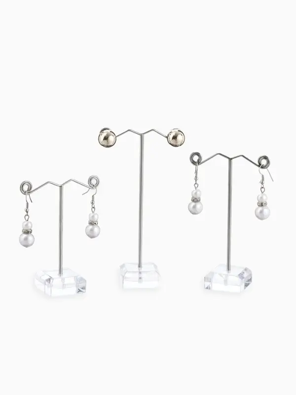 Подставка под серьги &laquo;QF. Акрил&raquo;, набор 3 шт., h=8, 10, 12 см, прозрачная