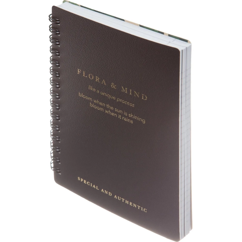 Блокнот BS, 102х142мм, 80л., клетка,  спираль. Flora, черный, N4253