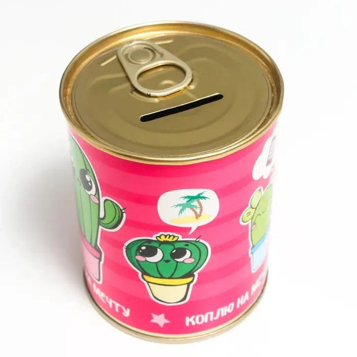 Копилка для денег &laquo;Банка. Коплю на мечту (кактус)&raquo;, металл, 7.3&times;9.5 см