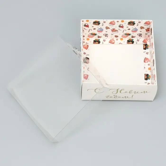 Коробка для кондитерских изделий с пластиковой крышкой «С Новым годом», 12 х 6 х 11.5 см Коробка для кондитерских изделий с пластиковой крышкой «С Новым годом», 12 х 6 х 11.5 см