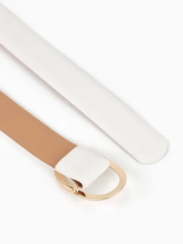 Ремень женский, затяжка, 3&times;110 см, пряжка золотистая, без винта, белый