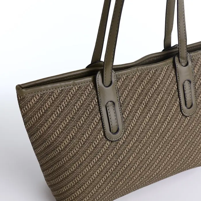 Сумка женская тоут на молнии, 30&times;11&times;25 см, зелёная