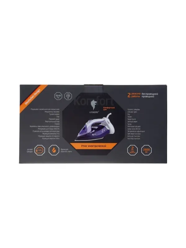 Утюг Leonord LE-1807U, 2600 Вт, беспроводной/проводной, керамическая подошва, 28 г/мин, 350 мл