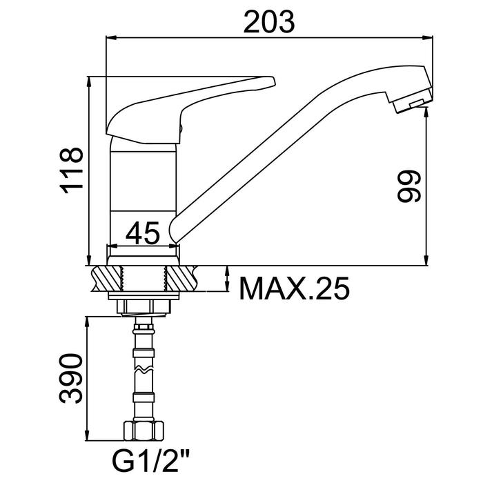 Смеситель для кухни Accoona A5260, однорычажный, хром Смеситель для кухни Accoona A5260, однорычажный, хром