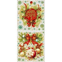 Наклейка НГ оконная из ПВХ пленки, декор.глиттером с раскрас. 84x38см 94302