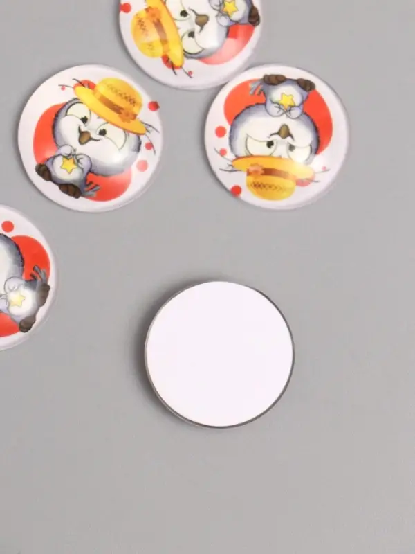 Кабошон стекло для творчества Кабошон стекло для творчества "Круг. Совушка в шляпке" 3х3 см