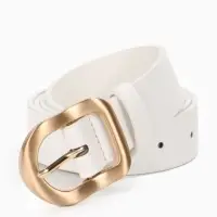 Ремень женский, 2.7&times;105 см, золотистая пряжка, 1 прокол, белый