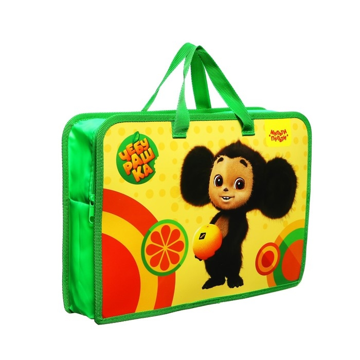 Папка с ручками А4, 340 х 245 х 75 мм, пластиковая, ручки-тесьма, Мульти-Пульти Папка с ручками А4, 340 х 245 х 75 мм, пластиковая, ручки-тесьма, Мульти-Пульти "Чебурашка"