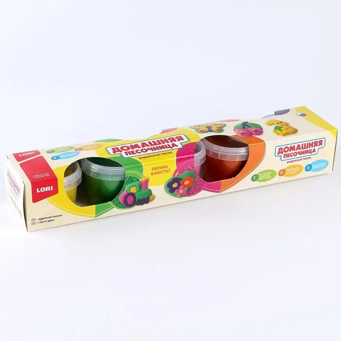 Радужный песок, 5 цветов по 140 г, формочка