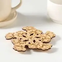 Подставка под горячее &laquo;Цветы&raquo;, вид 1, 11см, можжевельник, фанера