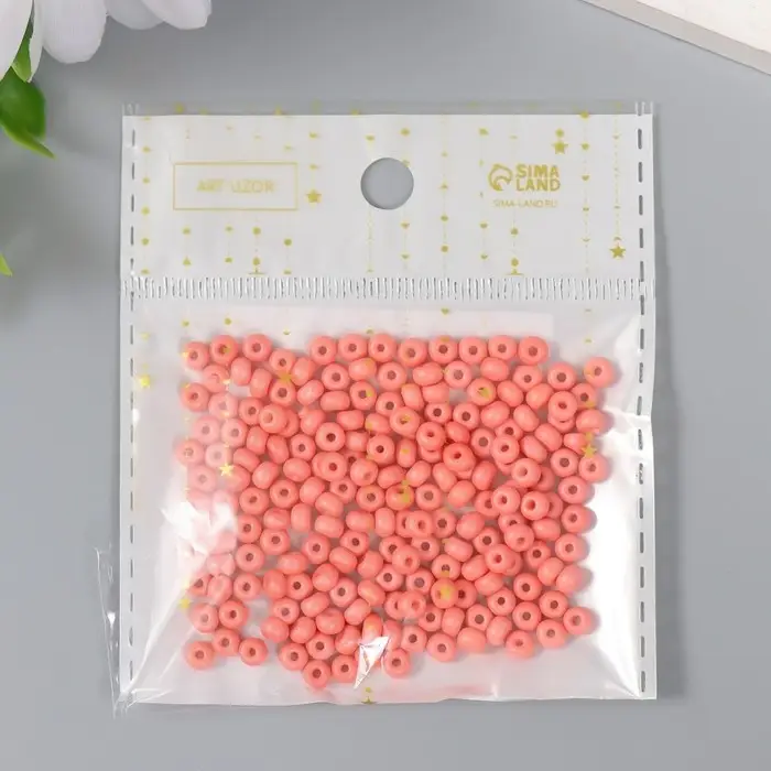 Бисер стекло 6/0  Бисер стекло 6/0 "Лососевый" 15 гр