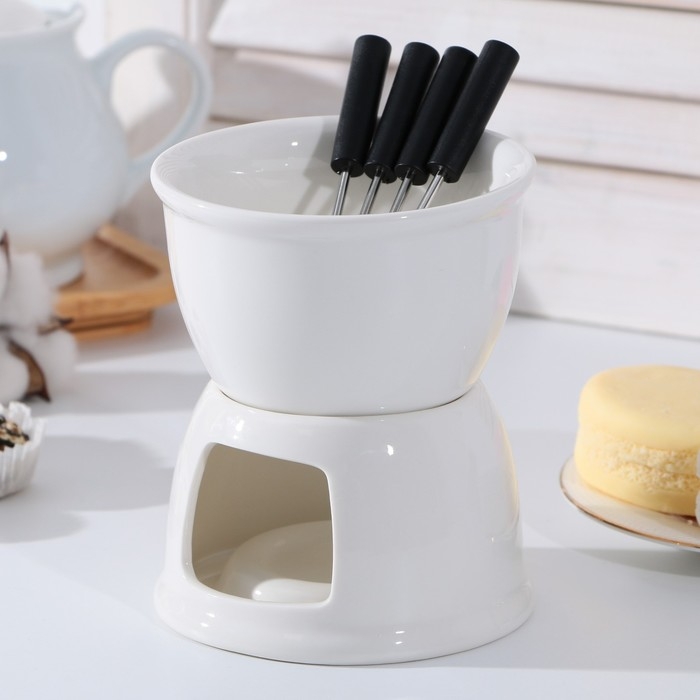 Фондюшница керамическая Chocolate, 350 мл, цвет белый Фондюшница керамическая Chocolate, 350 мл, цвет белый