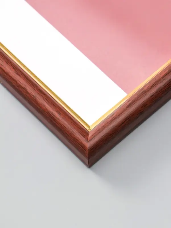 Фоторамка для фото 21х29,7 см (А4) "Oframe", пластик, бук с золотом, (пластиковый экран)