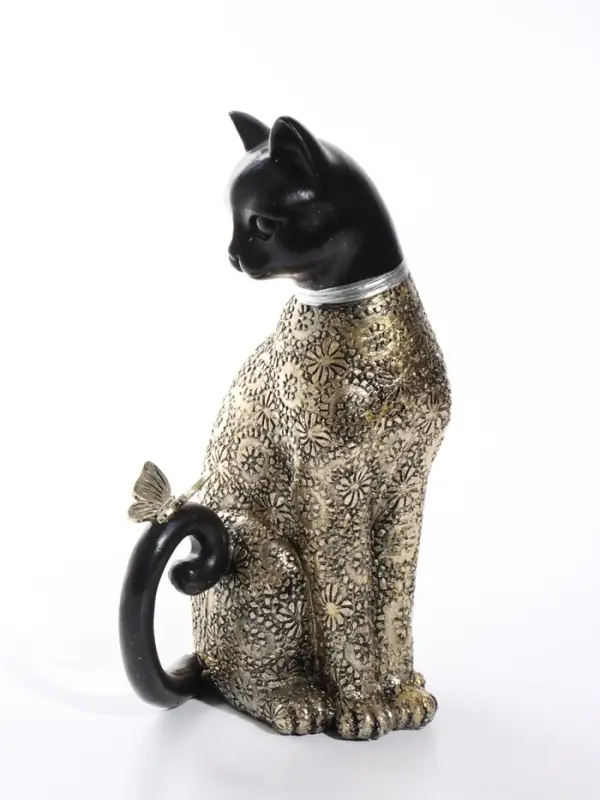 Фигурка полистоун &laquo;Чёрная кошечка с бабочкой&raquo;, 13.5&times;11.5&times;24 см