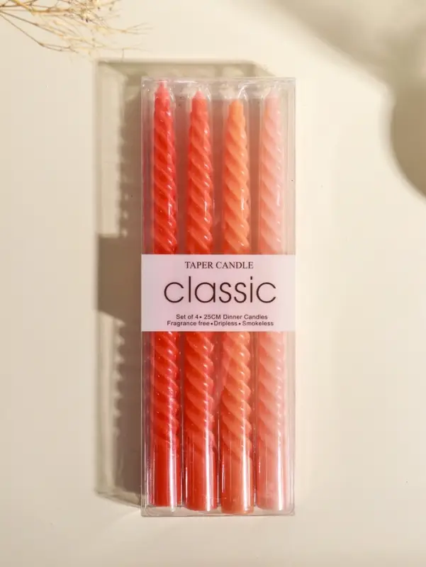 Набор свечей витых, 2х25 см, 4 шт, палитра оранжевого 25,5х8,8х2,4 см Набор свечей витых, 2х25 см, 4 шт, палитра оранжевого 25,5х8,8х2,4 см