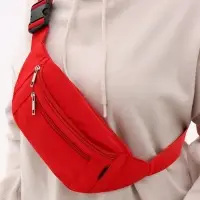 Сумка поясная, однотонная, на молнии, 34&times;6&times;12 см, красная